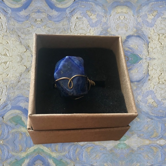 New Lapis Lazuli Wire-Wrapped Ring Size 7.5 - Picture 4 of 4